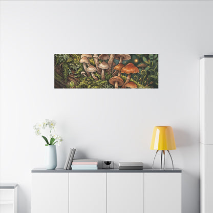 Spring Wild Mushrooms Herbarium Canvas Art | Rustic Decor