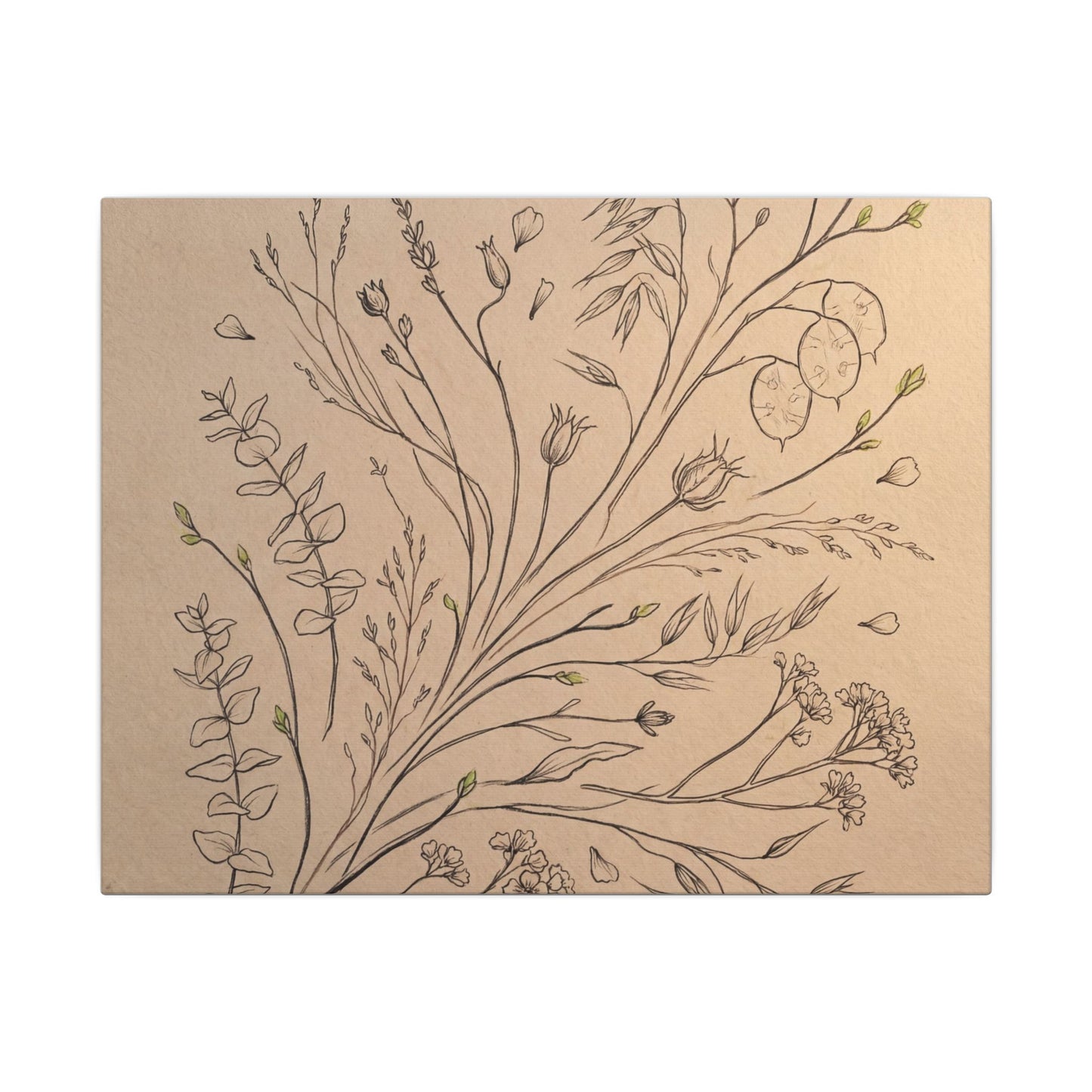 Dried Flowers Canvas Art | Spring Japandi Minimal Line Art Art Print