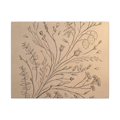Japandi Dried Flowers in Golden Hour | Minimal Line Canvas Art Art Print