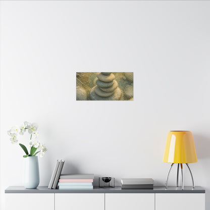 River Stones Watercolor Canvas Art | Elegant Japandi Art