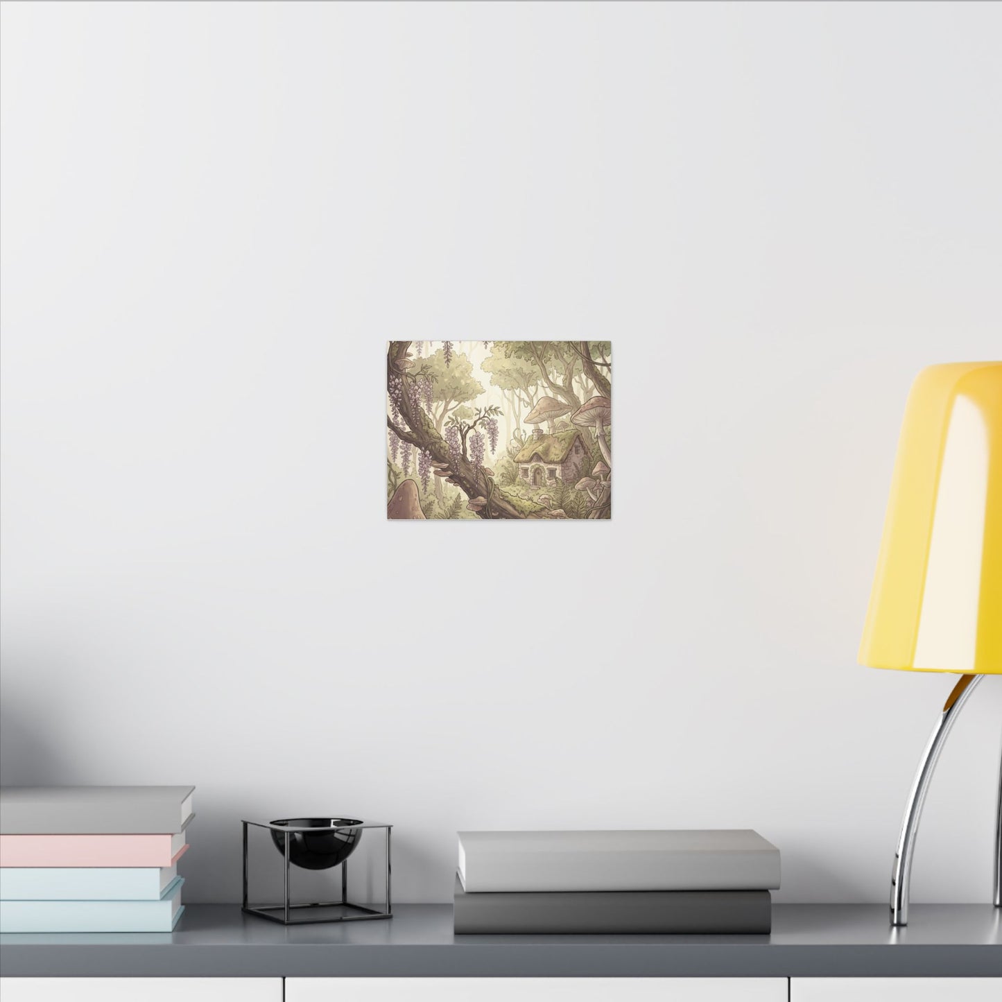Summer Wisteria Mushroom Illustration Canvas Art | Enchanting Decor