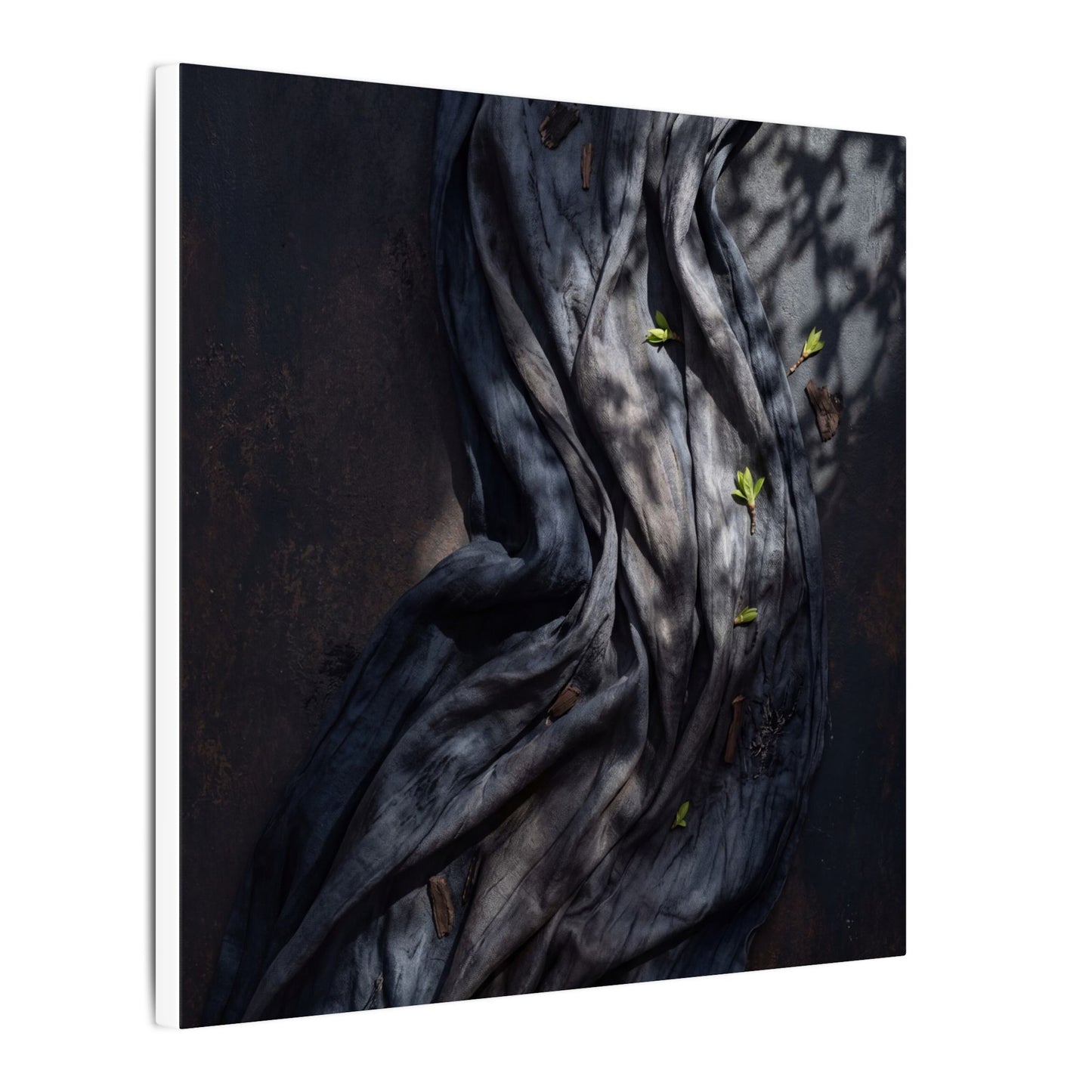 Seijaku Silk Drape Canvas Art - Dark Japandi Dark Texture