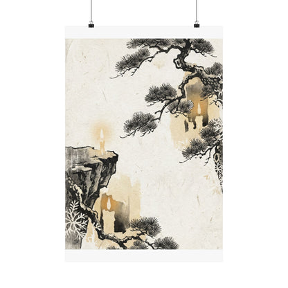 Ma Pine Tree Wall Art Print - Japandi Japanese Pattern