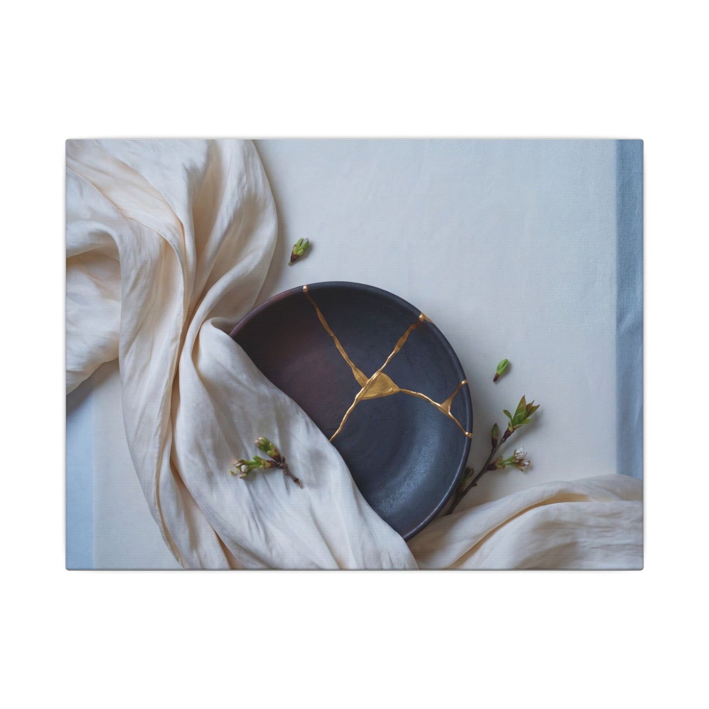 Ma Silk Drape Canvas Art - Kintsugi Gold Repair