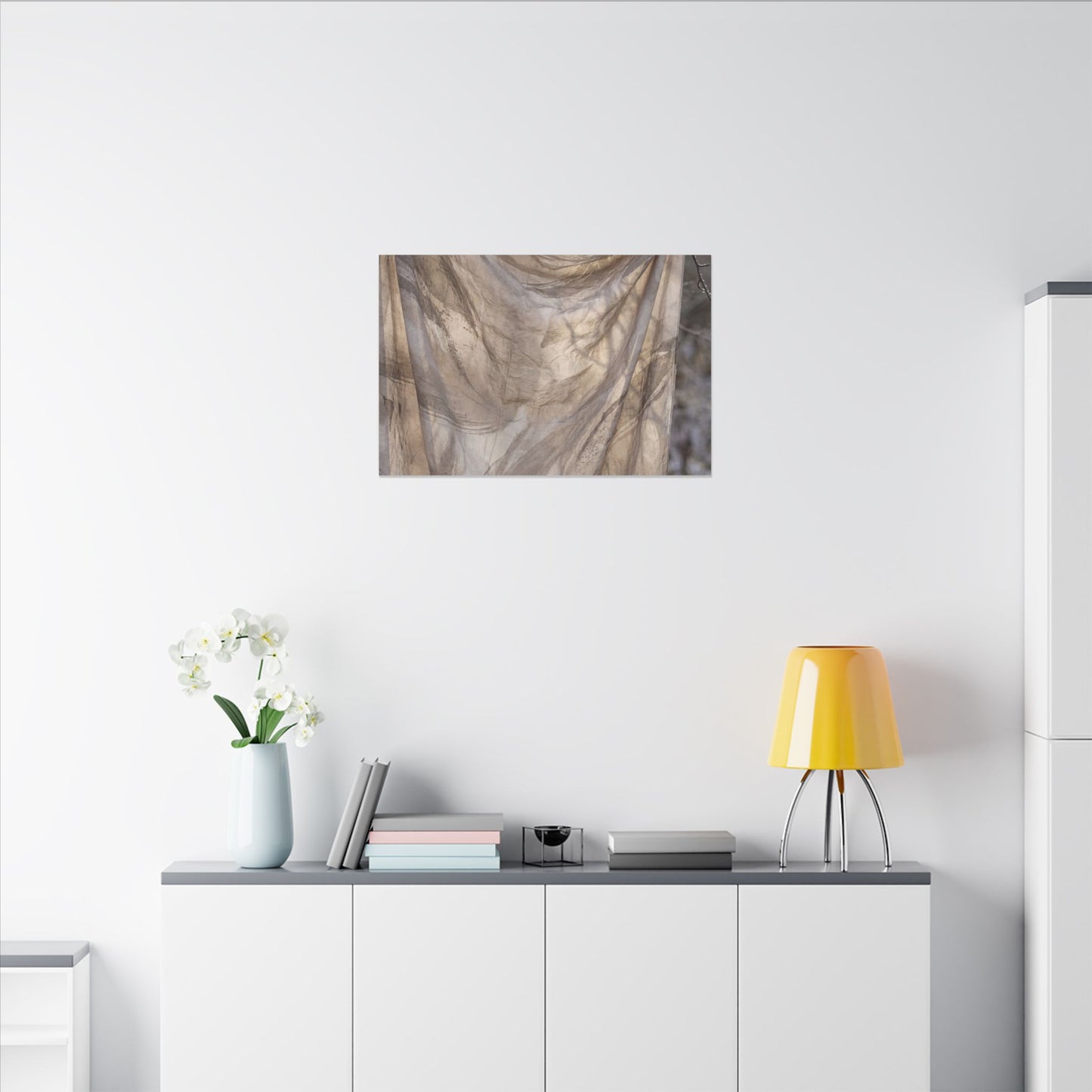 Ma Silk Drape Canvas Art - Japandi Japanese Pattern
