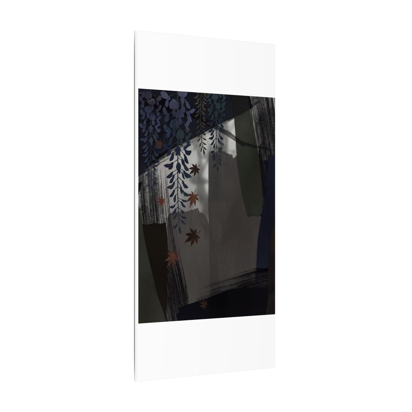 Wisteria Autumn Canvas Art | Dark Japandi Moody Design