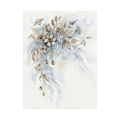 Japandi Dried Flowers in Moonlight | Watercolor Wall Art Print