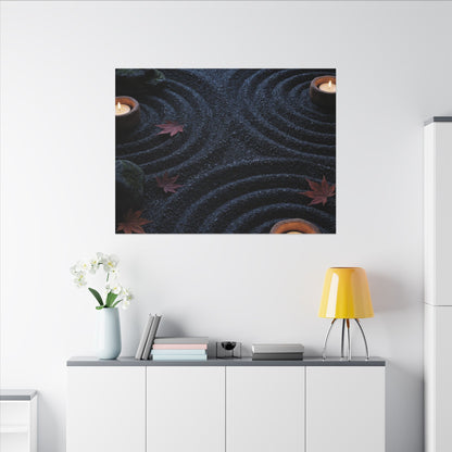 Seijaku Rock Garden Canvas Art - Dark Japandi Dark Texture