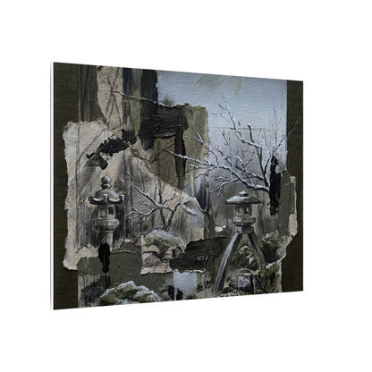 Winter Moonlit Garden Dark Texture Canvas Art | Moody Decor
