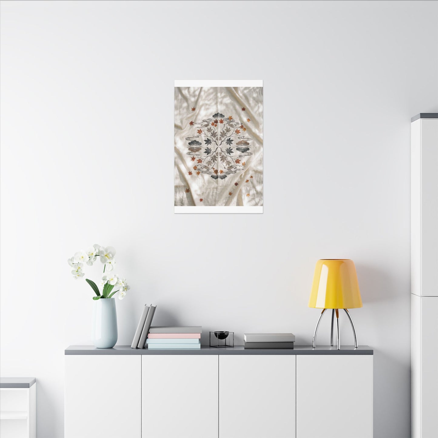 Elegant Silk Drape Canvas Art - Japanese Pattern Japandi