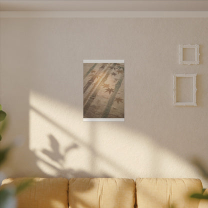 Autumn Bamboo Grove Japanese Pattern Canvas Art | Neutral Decor