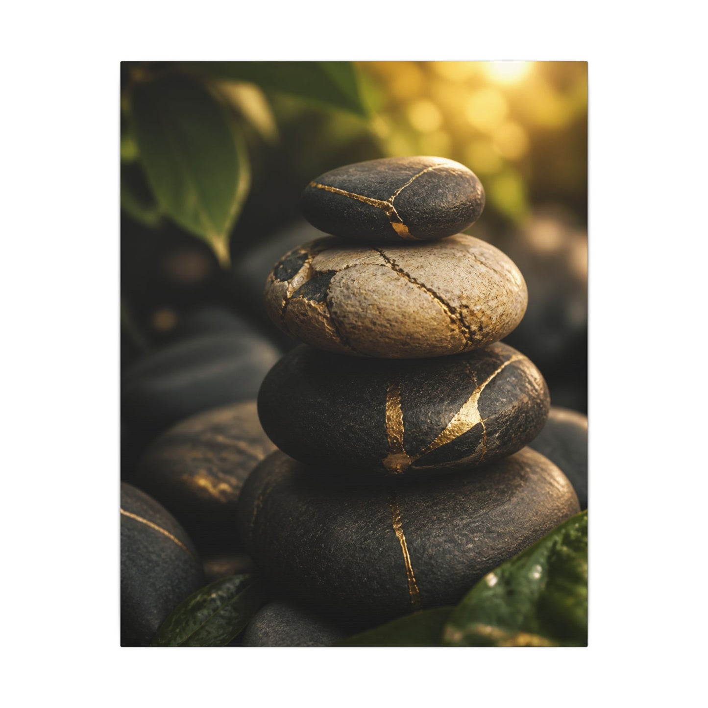 Summer River Stones Broken Beauty Canvas Art | Healing Decor