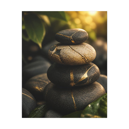 Summer River Stones Broken Beauty Canvas Art | Healing Decor