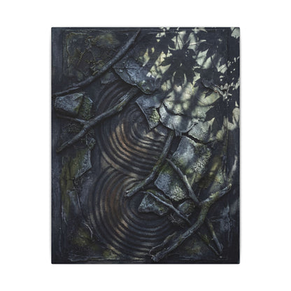 Rock Garden Canvas Art | Winter Dark Japandi Dark Texture Art