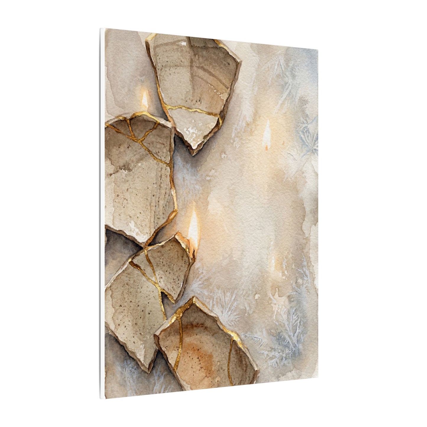 Broken Pottery Winter Canvas Art | Japandi Warm Design