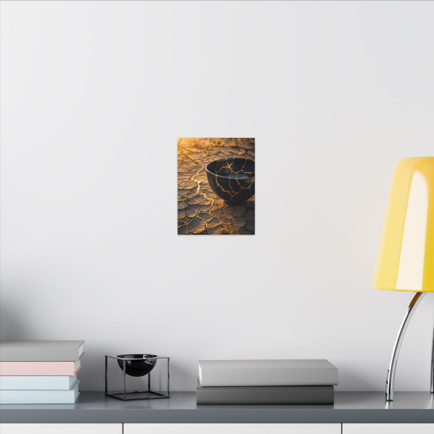 Golden Hour Cracked Earth Canvas Art - Kintsugi Fukinsei