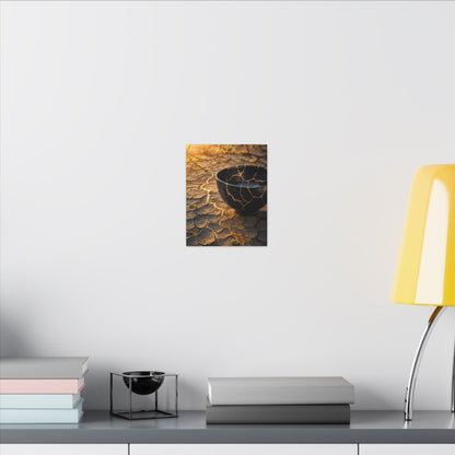 Golden Hour Cracked Earth Canvas Art - Kintsugi Fukinsei
