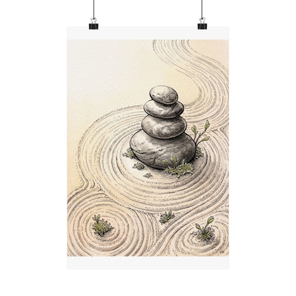 Ma River Stones Wall Art Print - Zen Karesansui Art Print