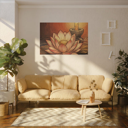 Lotus Flower Summer Canvas Art | Zen Contemplative Design