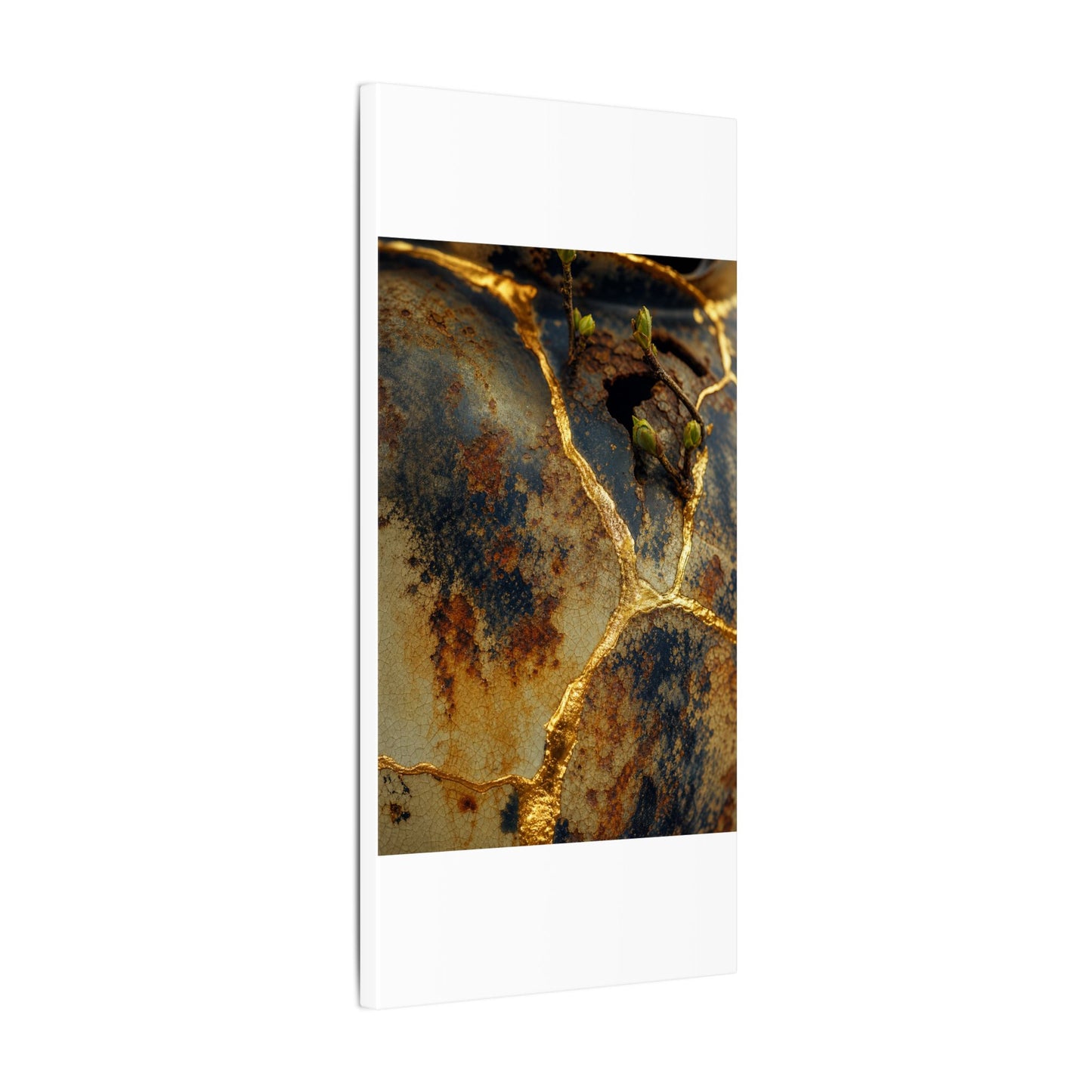 Datsuzoku Rust Patina Canvas Art - Kintsugi Crackle Gold