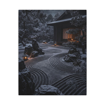 Candlelight Rock Garden Canvas Art - Dark Japandi Fukinsei