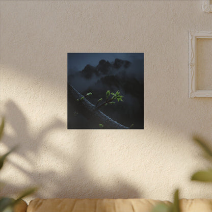 Moonlight Mountain Mist Canvas Art - Dark Japandi Kanso