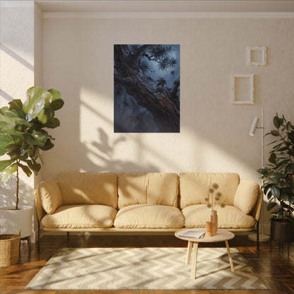 Atmospheric Pine Tree Canvas Art - Shadow Zen Dark Japandi