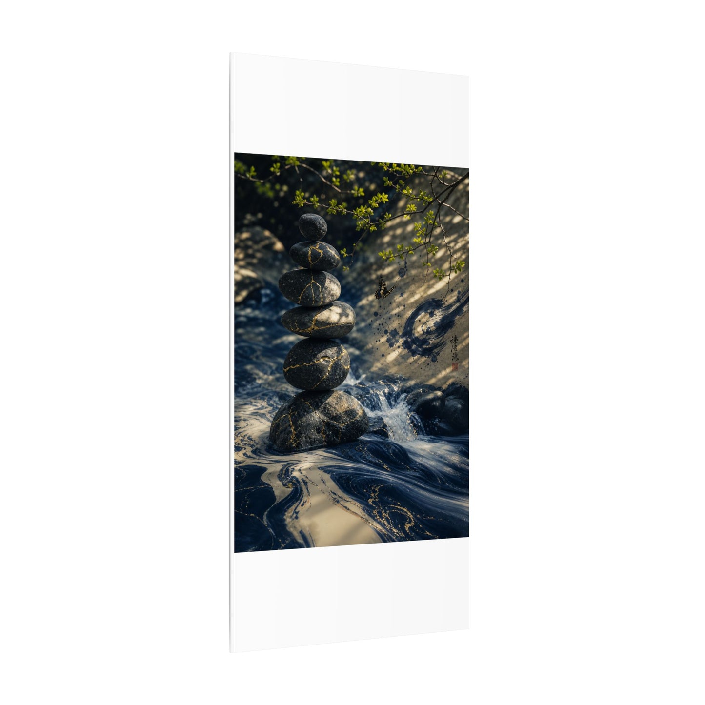 Kintsugi River Stones in Dappled | Broken Beauty Canvas Art