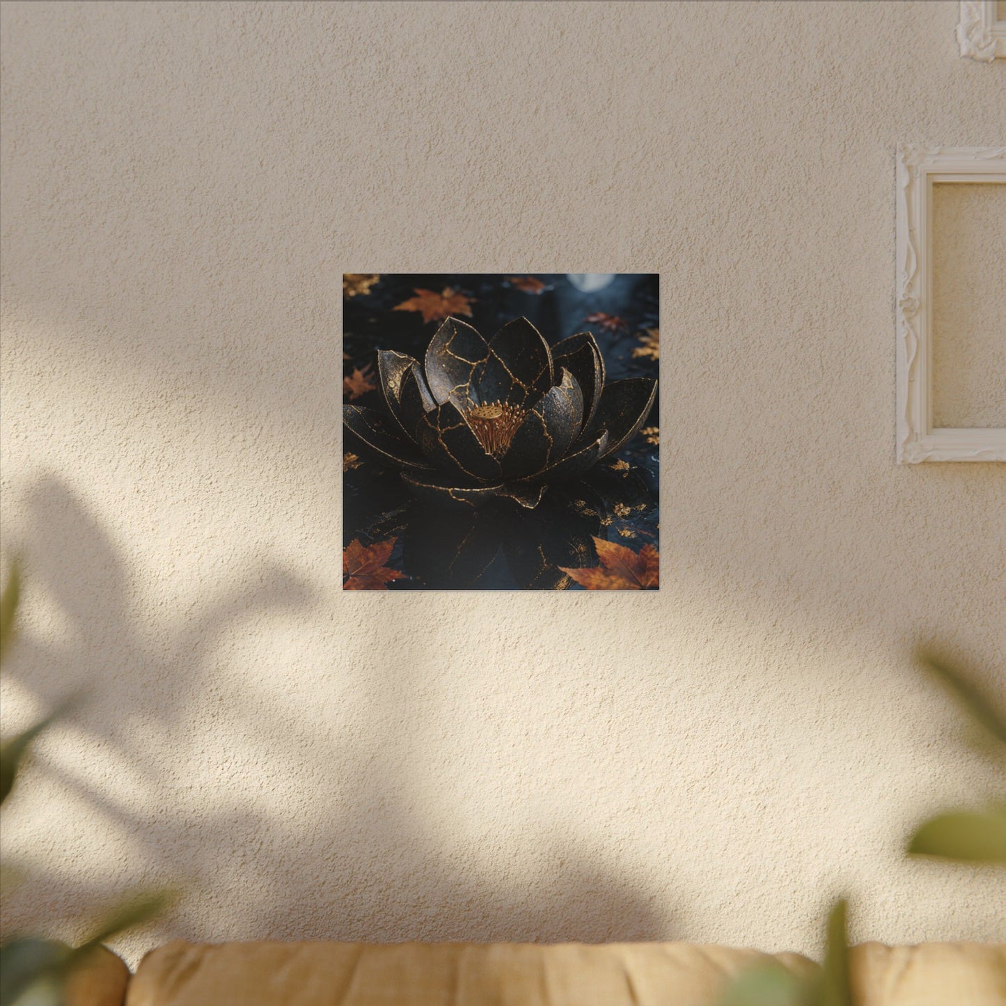 Moonlight Lotus Flower Canvas Art - Kintsugi Fukinsei