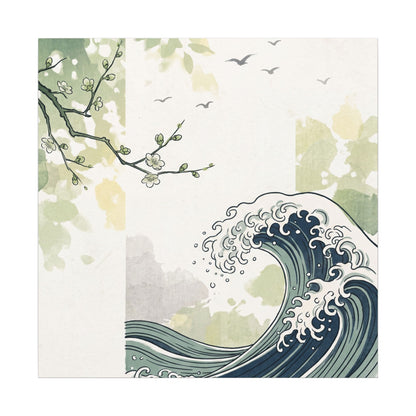 Spring Ocean Wave Ukiyo E Inspired Canvas Art | Serene Decor