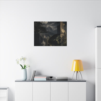 Mountain Mist Summer Canvas Art | Dark Japandi Atmospheric Design