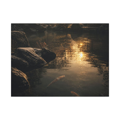 Winter Koi Pond Shadow Zen Canvas Art | Bold Decor