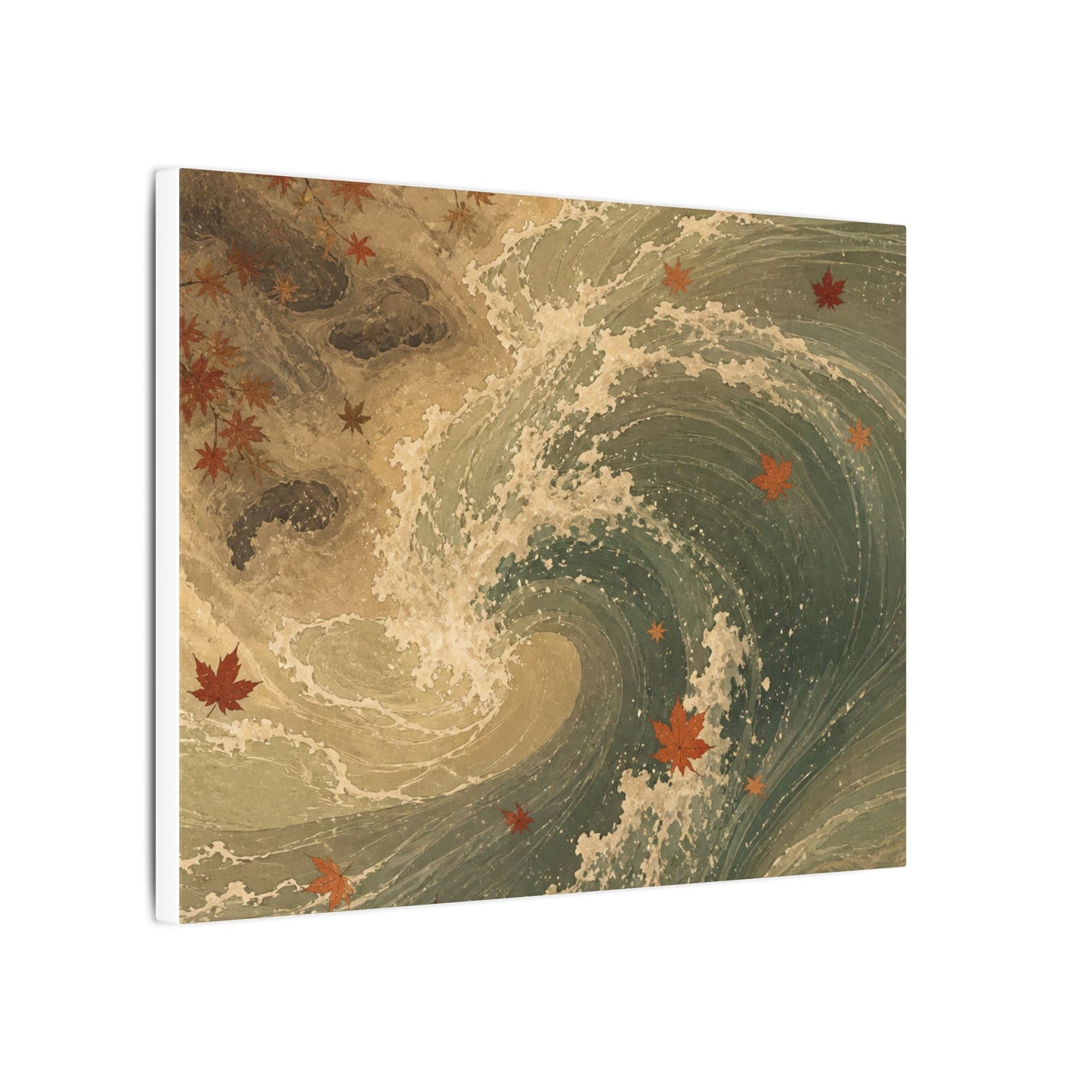 Japandi Ocean Wave in Candlelight | Japanese Pattern Canvas Art