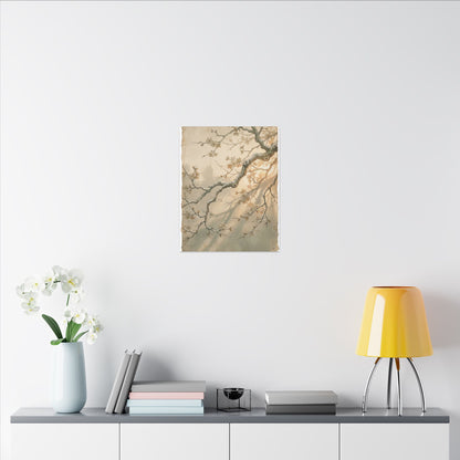 Cherry Blossom Canvas Art | Winter Japandi Japanese Pattern Art
