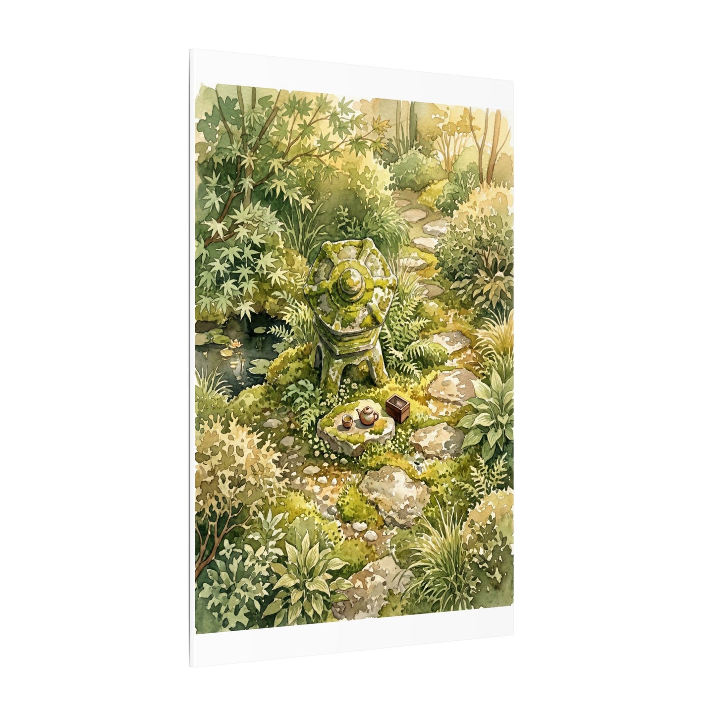 Datsuzoku Stone Lantern Canvas Art - Japandi Watercolor