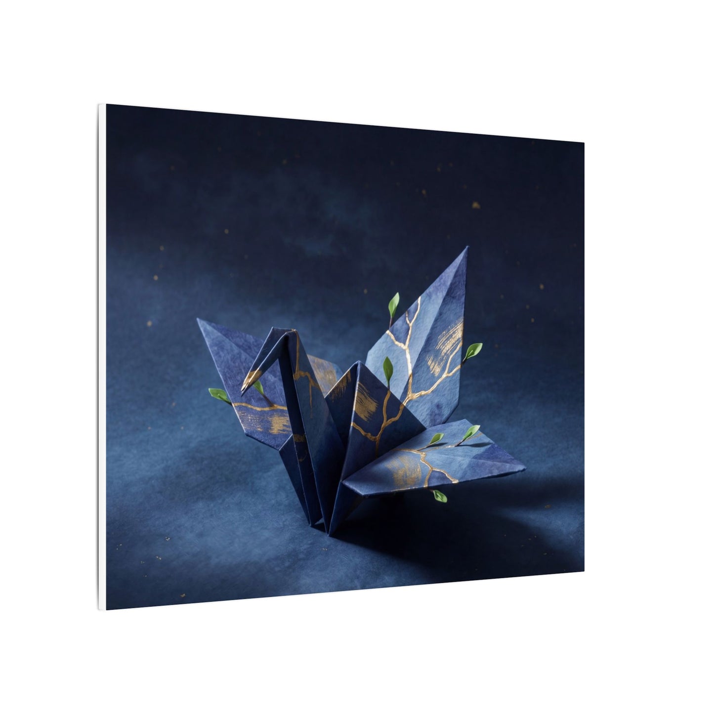 Kintsugi Paper Fold in Moonlight | Crackle Gold Canvas Art