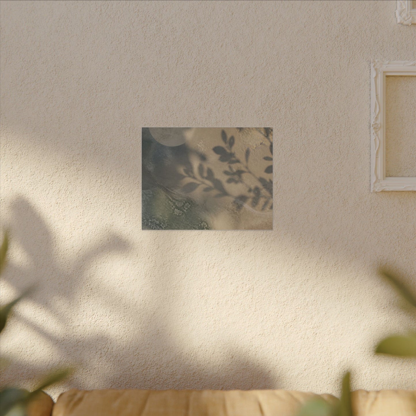 Japandi Shadow Play in Moonlight | Texture Canvas Art