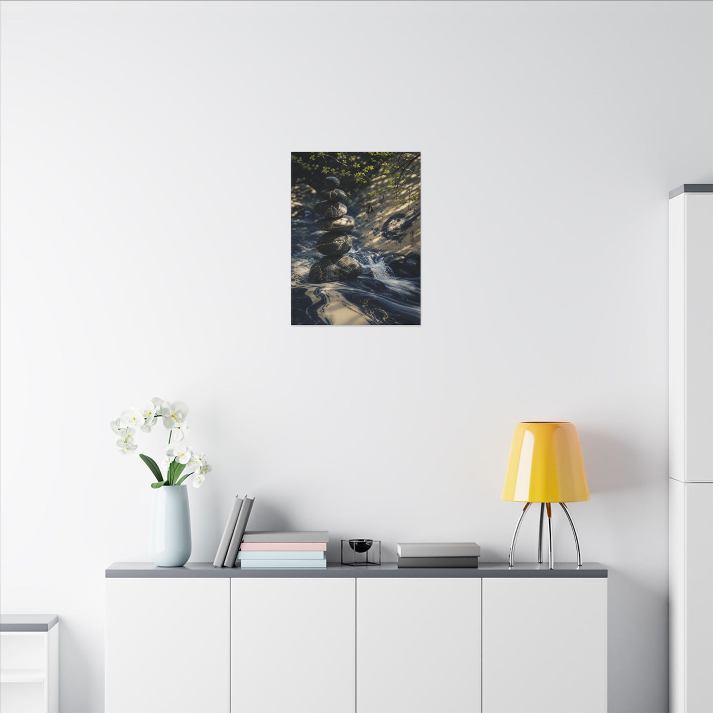 Kintsugi River Stones in Dappled | Broken Beauty Canvas Art