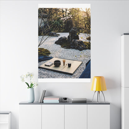 Zen Tea Ceremony in Golden Hour | Karesansui Canvas Art