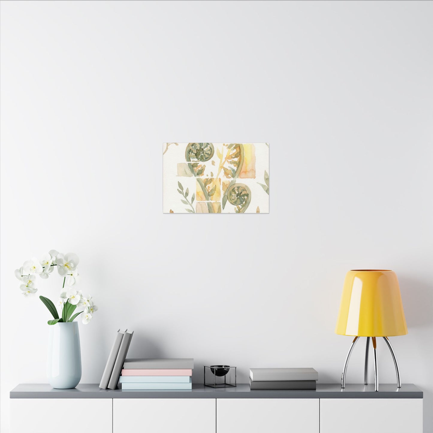 Earthy Fern Unfurling Canvas Art - Watercolor Japandi