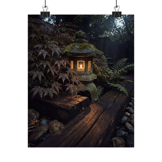 Moonlit Garden Summer Wall Art Print | Dark Japandi Sophisticated Design Art Print