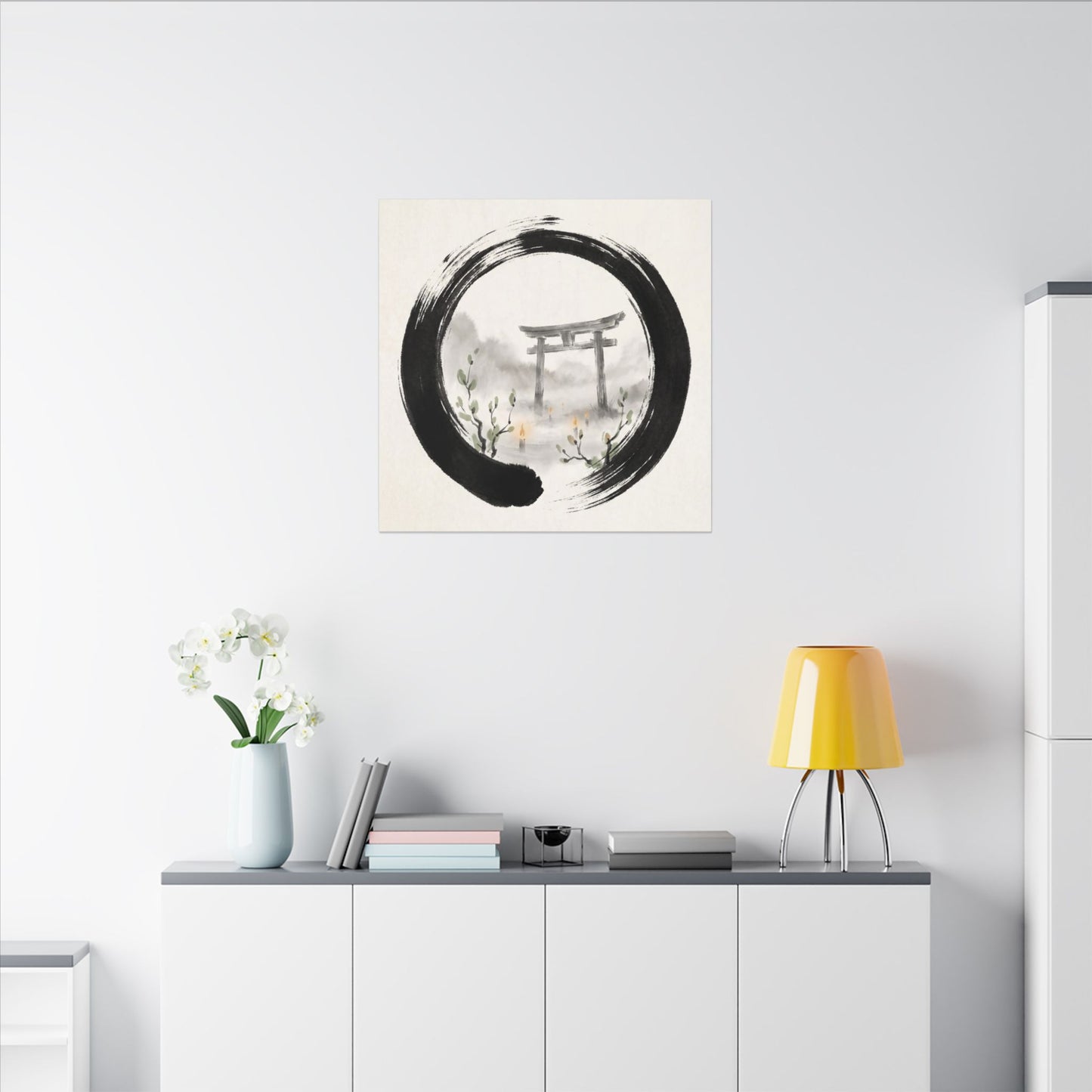 Spring Torii Gate Enso Canvas Art | Tranquil Decor