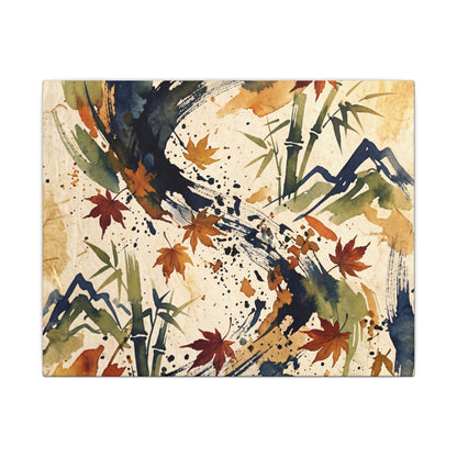 Golden Hour Ink Brushstroke Canvas Art - Zen Shibui