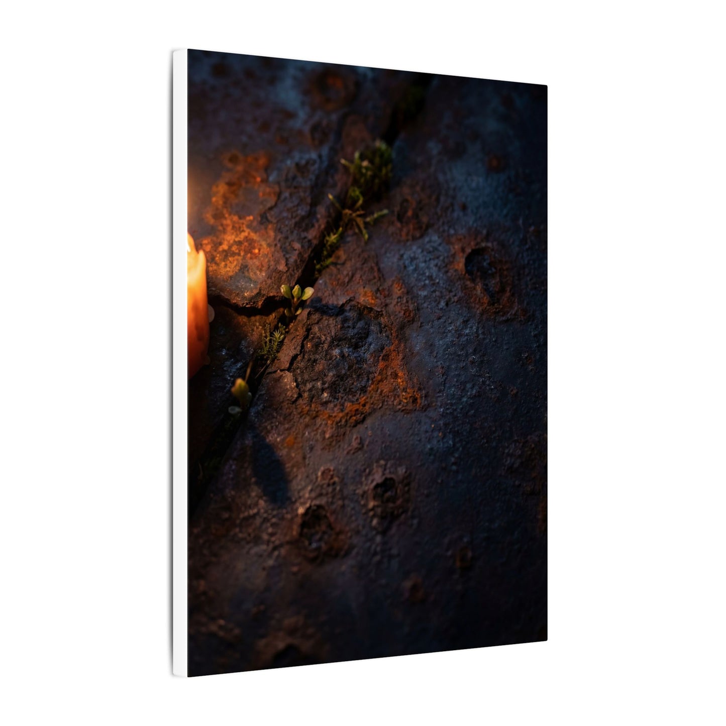Candlelight Rust Patina Canvas Art - Dark Japandi Ma