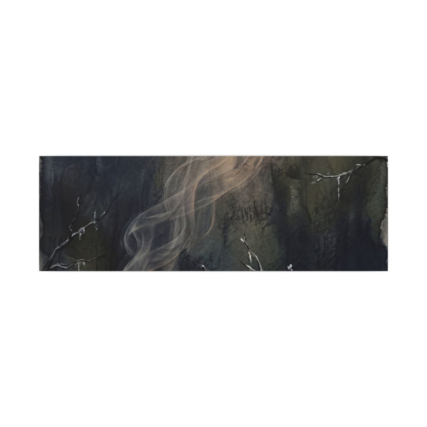 Incense Smoke Winter Canvas Art | Dark Japandi Moody Design