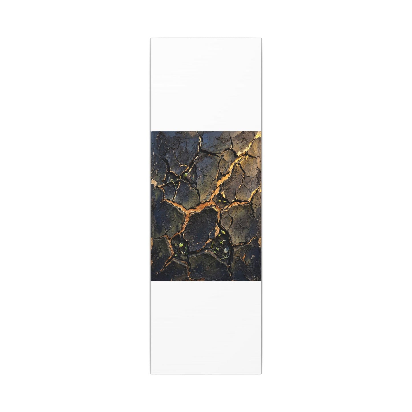 Cracked Earth Spring Canvas Art | Dark Japandi Atmospheric Design