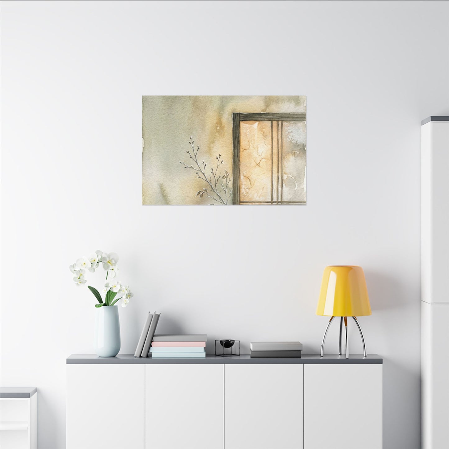 Ma Shoji Screen Canvas Art - Japandi Watercolor