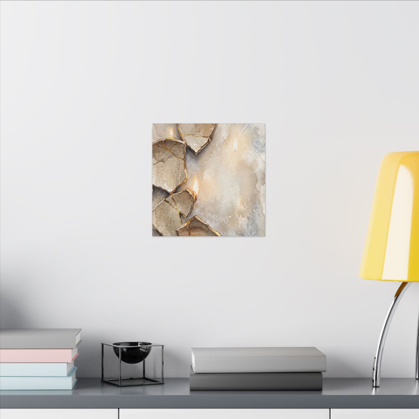 Broken Pottery Winter Canvas Art | Japandi Warm Design