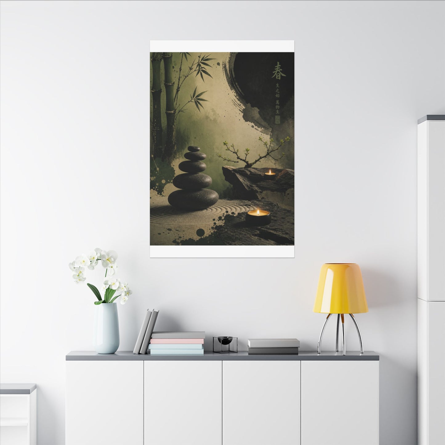River Stones Spring Canvas Art | Zen Contemplative Design