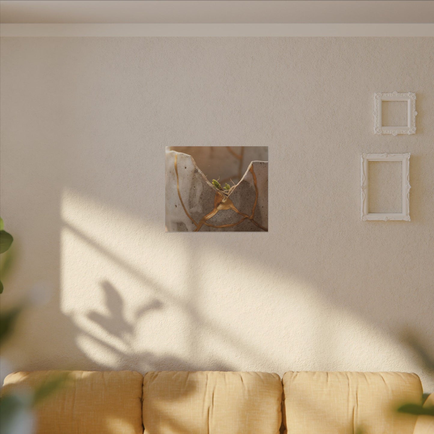 Golden Hour Broken Pottery Canvas Art - Japandi Kanso